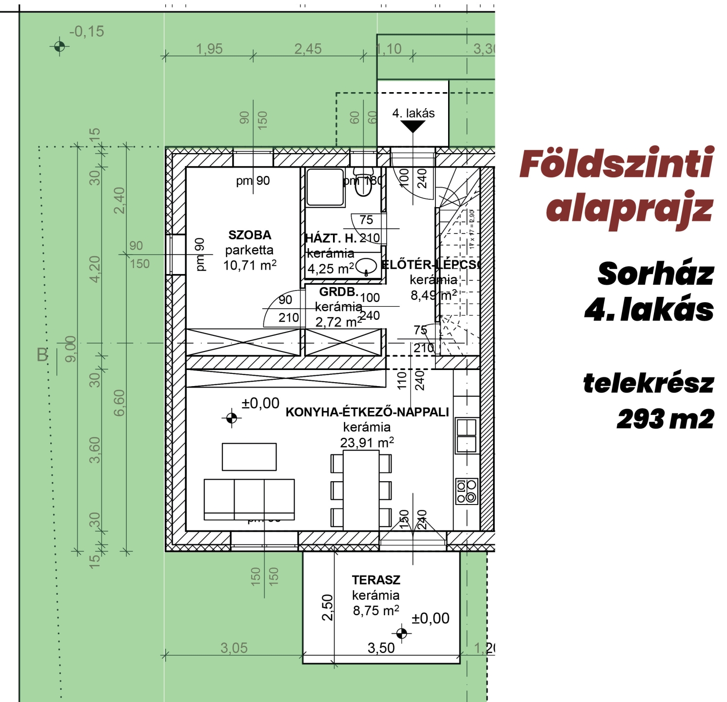 Kertkapcsolatos Lakás - Új építésű Dupla komfortos Sorházban (2 fürdőszoba + 4 szoba + nappali)